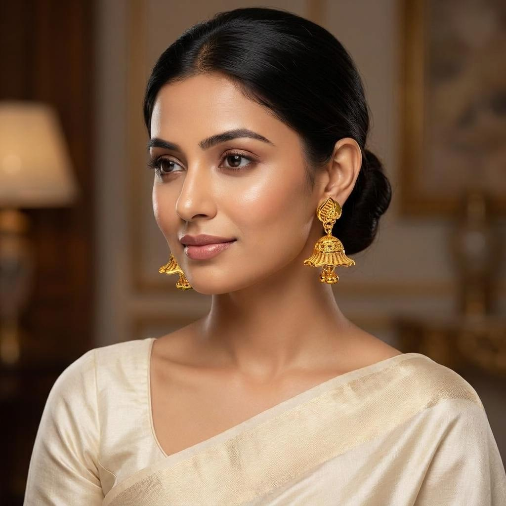 Golden Umbrella Jhumka Earrings ( Small )