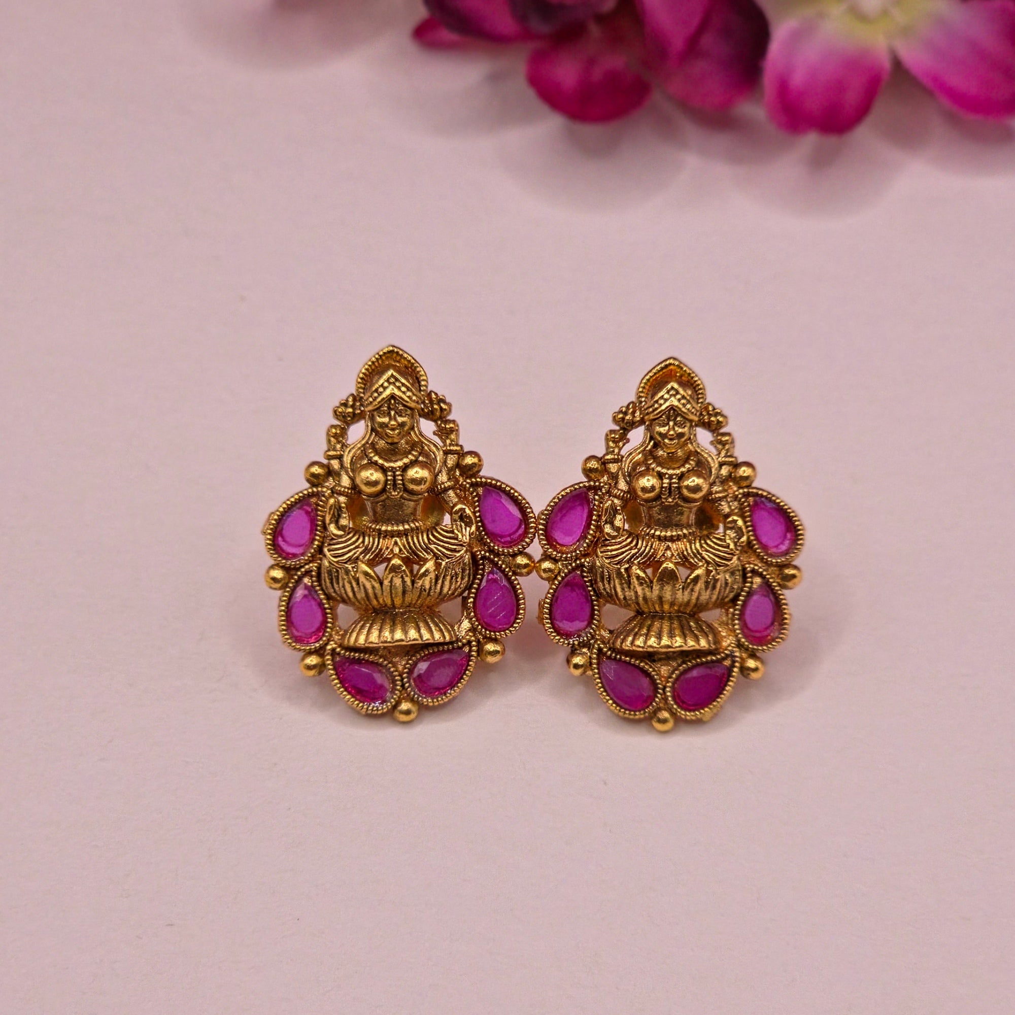 Lakshmi Ruby Temple Necklace Set
