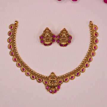 Lakshmi Ruby Temple Necklace Set