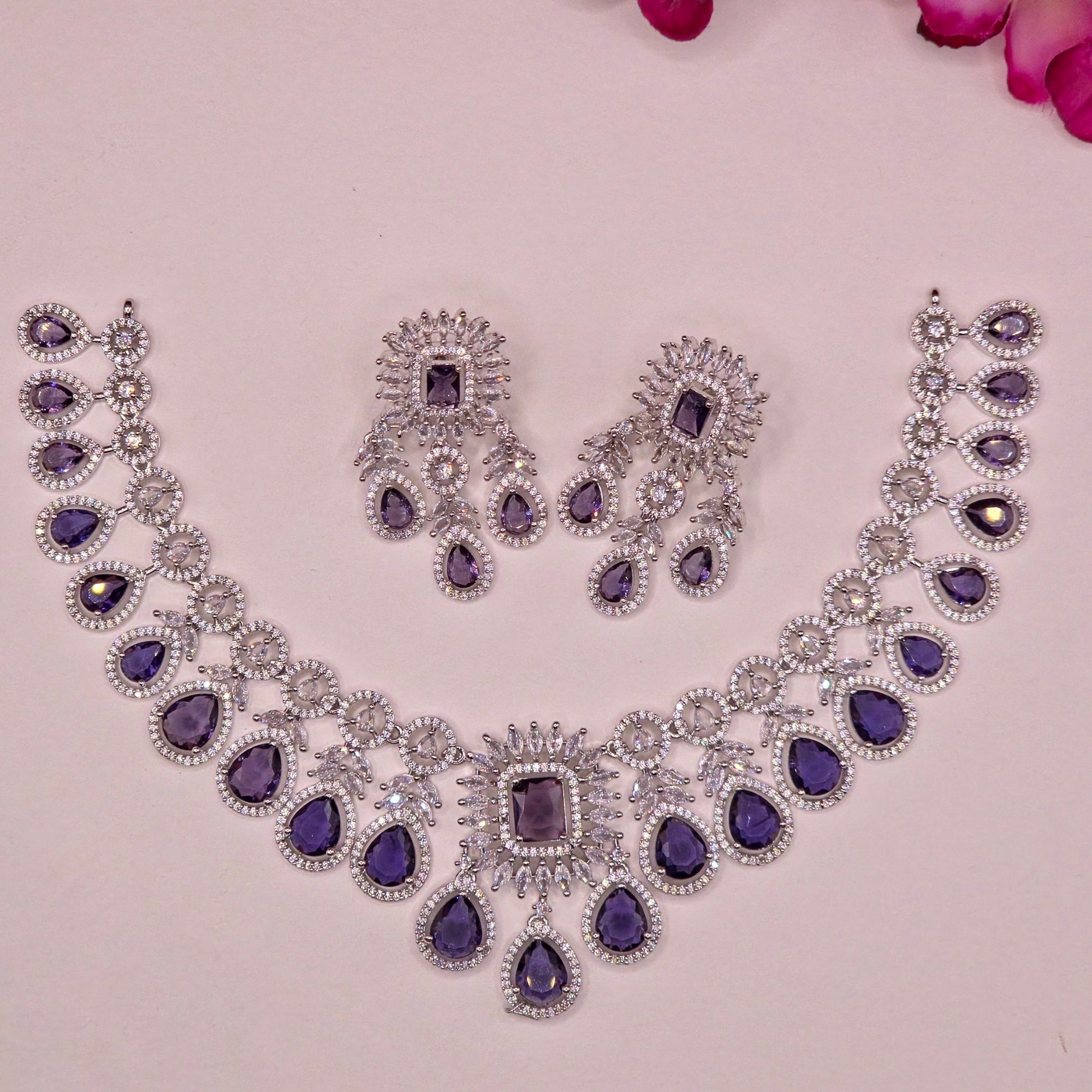 Royal Amethyst Diamond Necklace Set