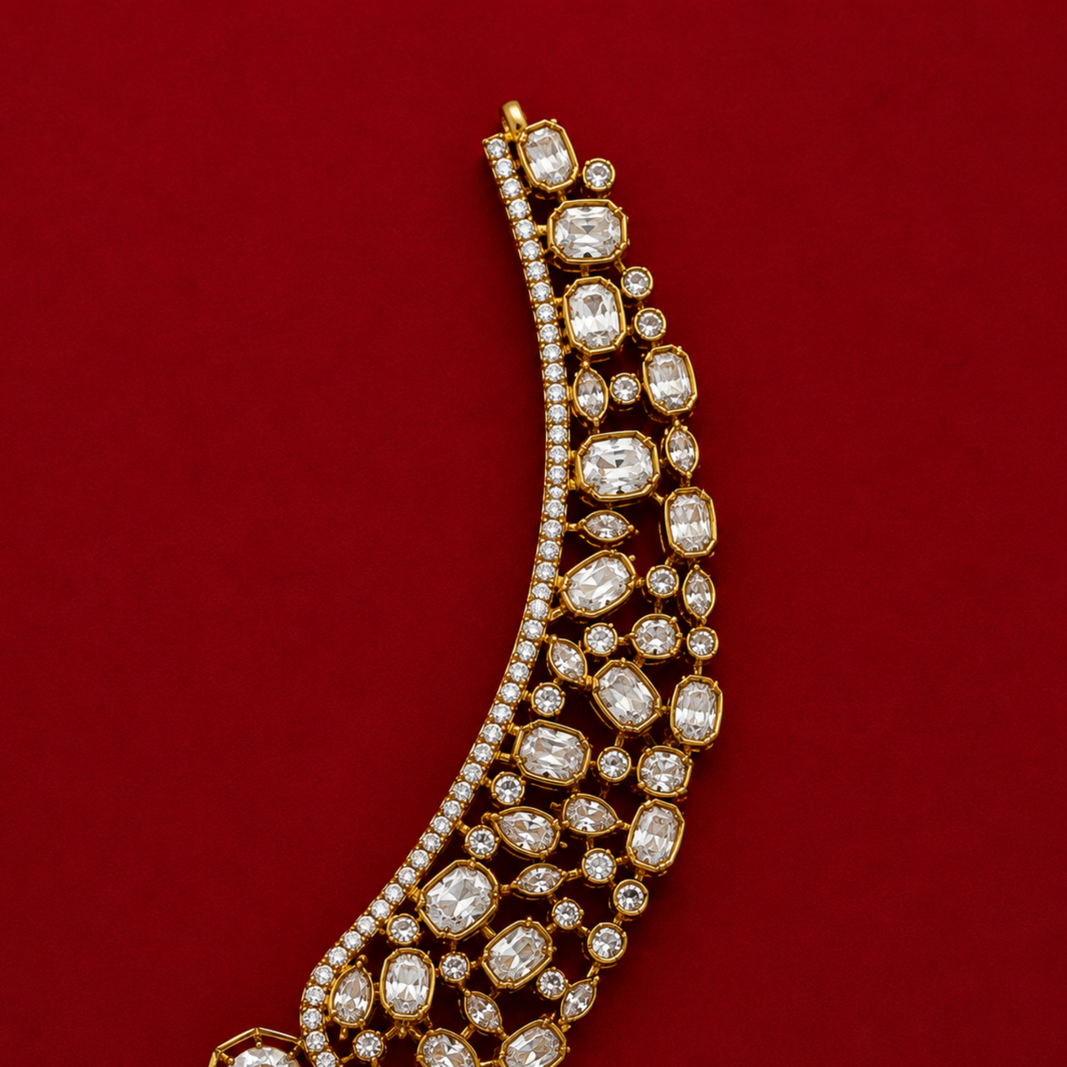 Ruby Geometric CZ Necklace Set