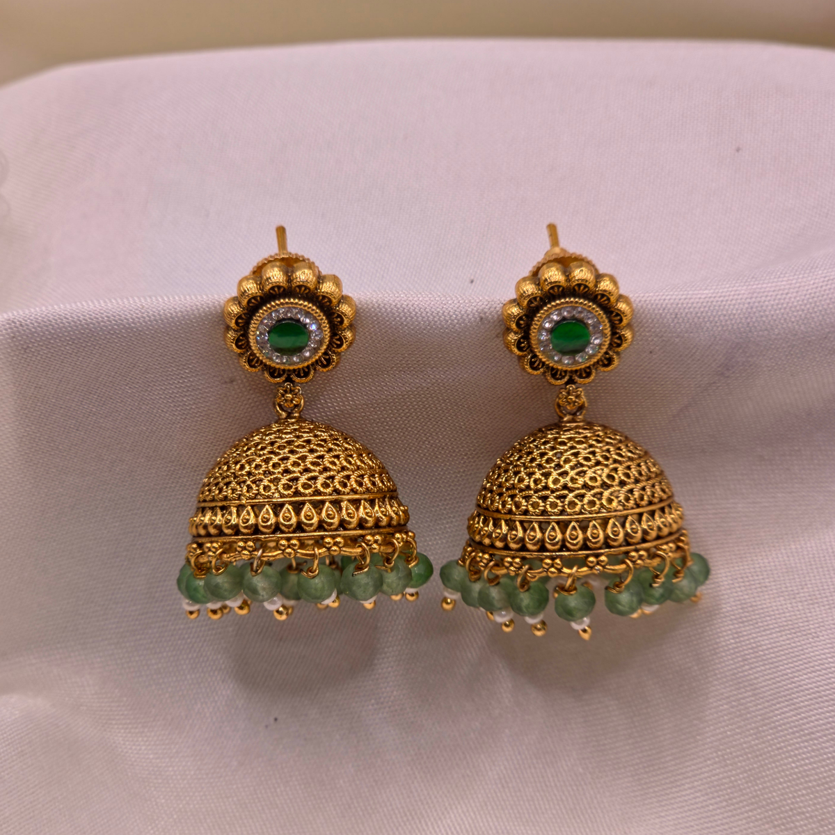 Emerald Green Jhumka Earrings