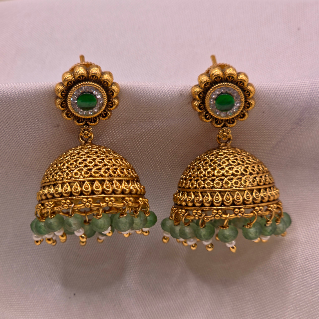 Emerald Green Jhumka Earrings