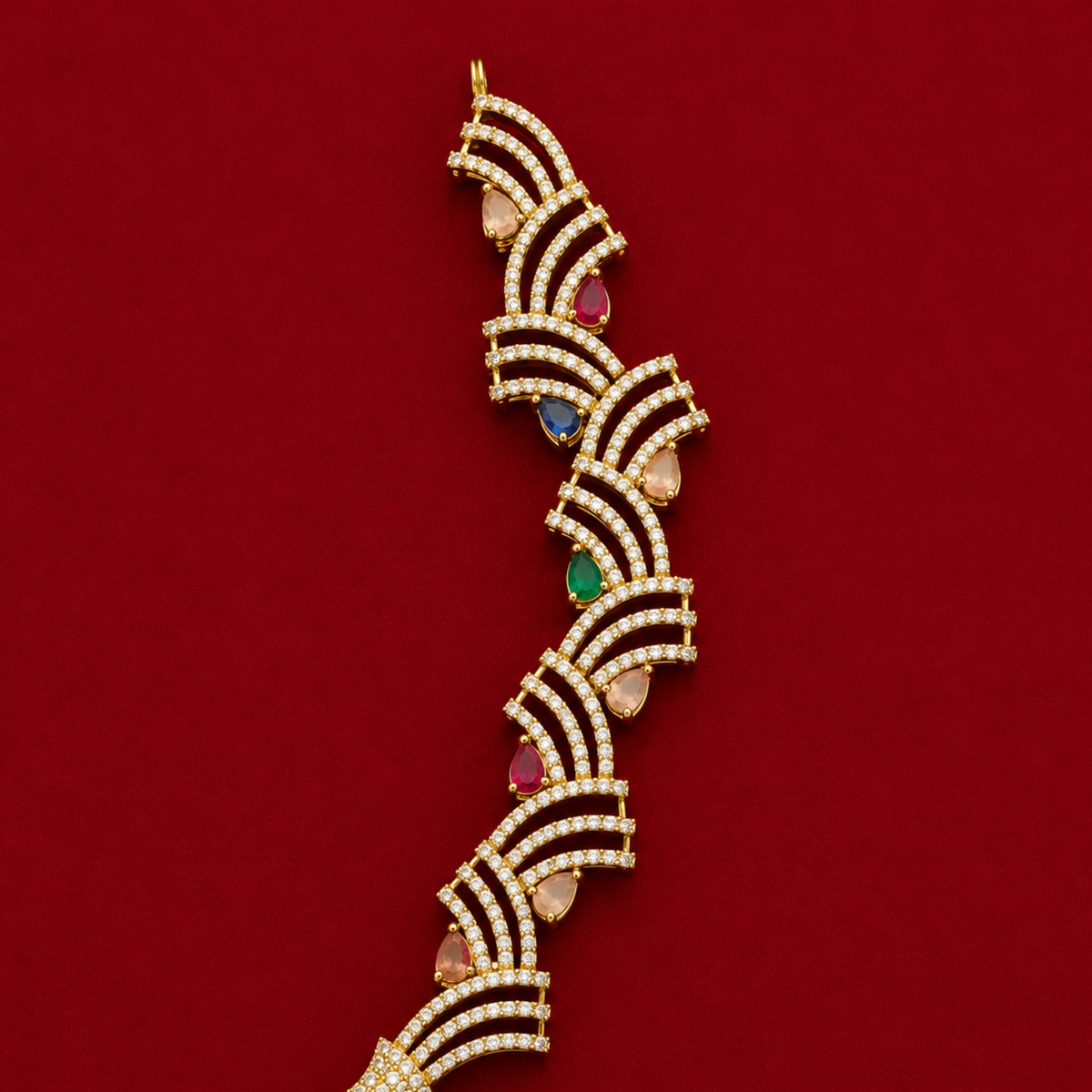 Elegant Ruby Green CZ Necklace Set
