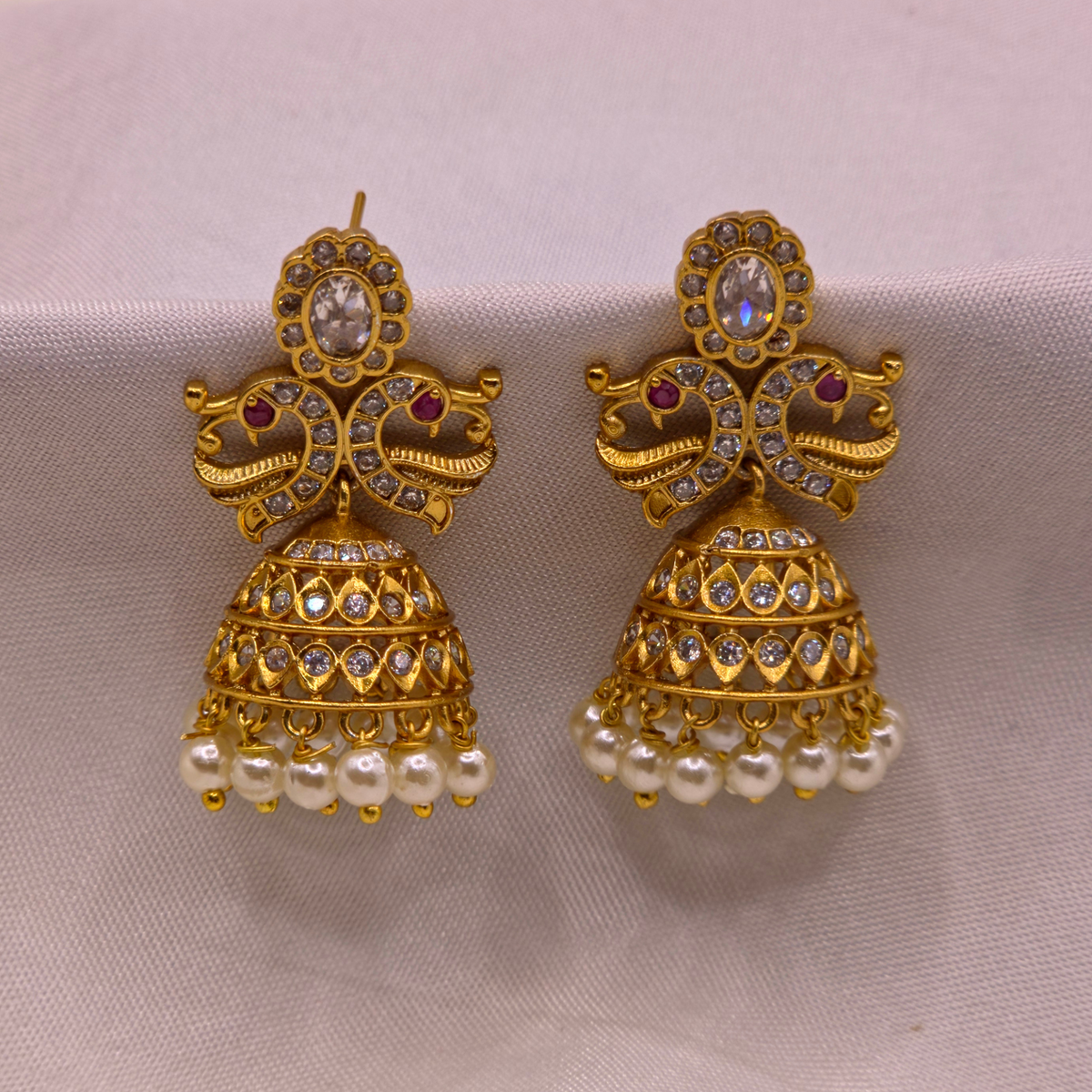 Ruby Pearl Jhumka Earrings