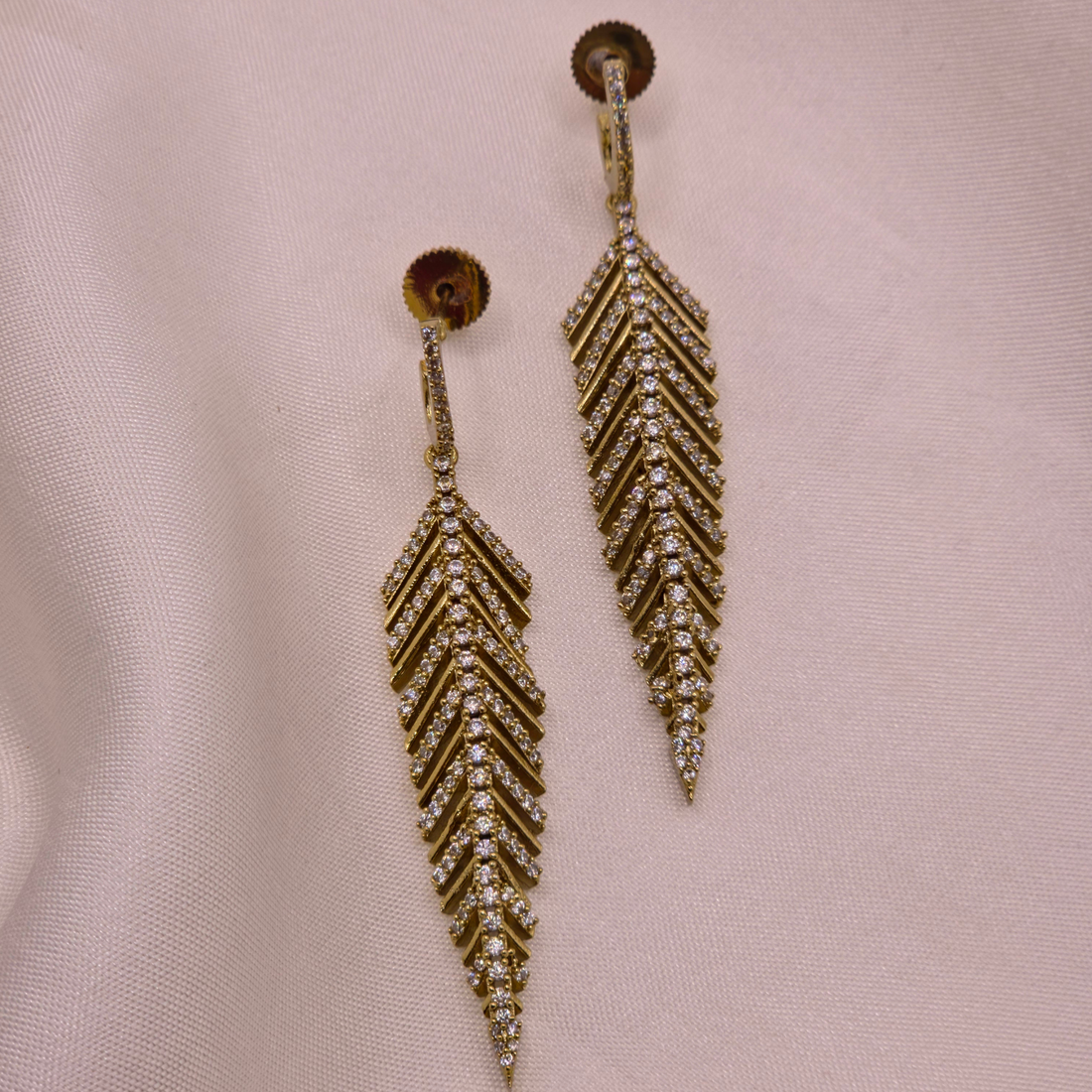 Gold Chevron Drop Earrings