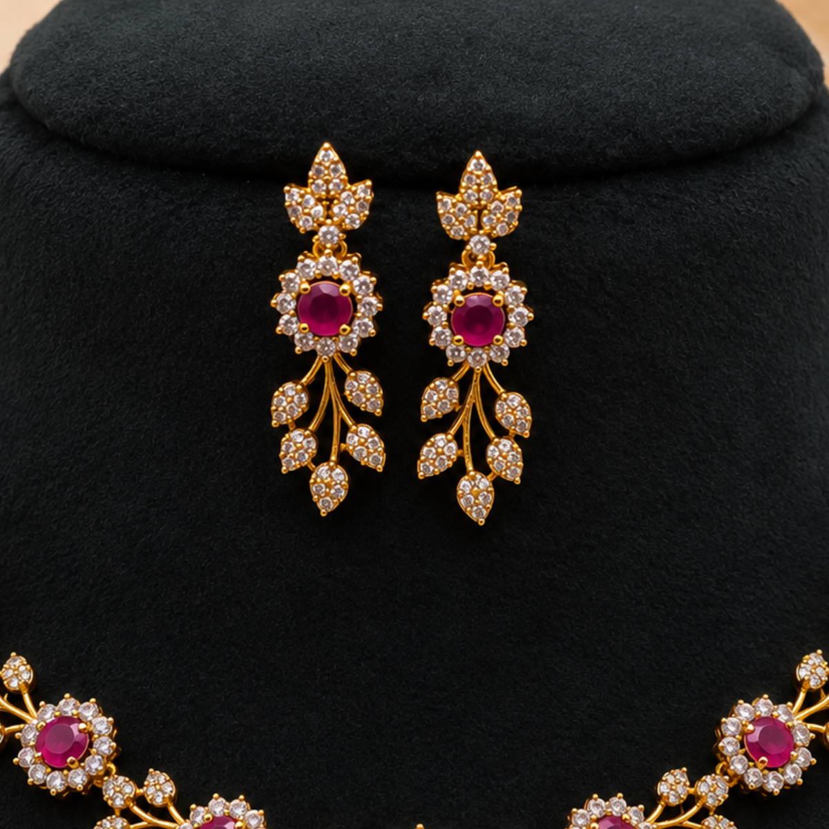 Ruby Floral Necklace Set