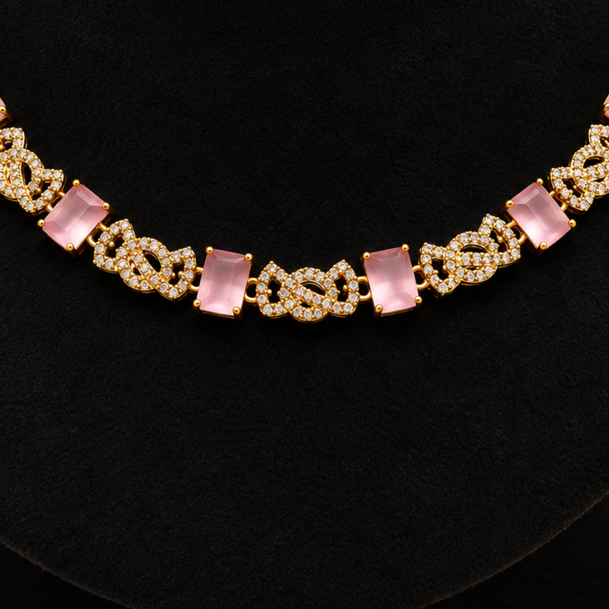 Pink Stone Necklace Set