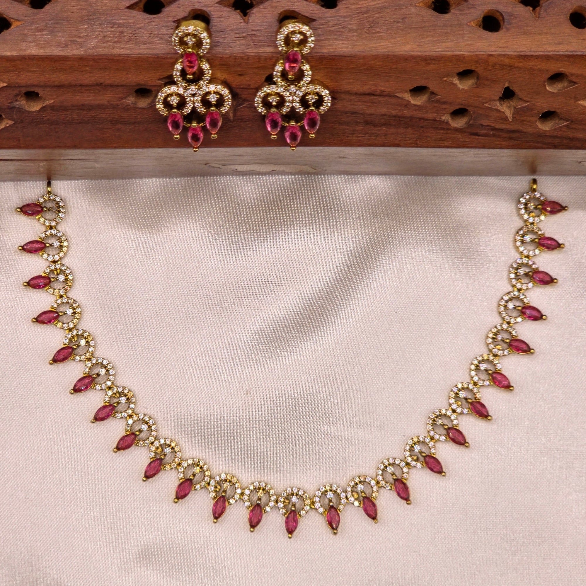 Ruby Marquise CZ Necklace Set