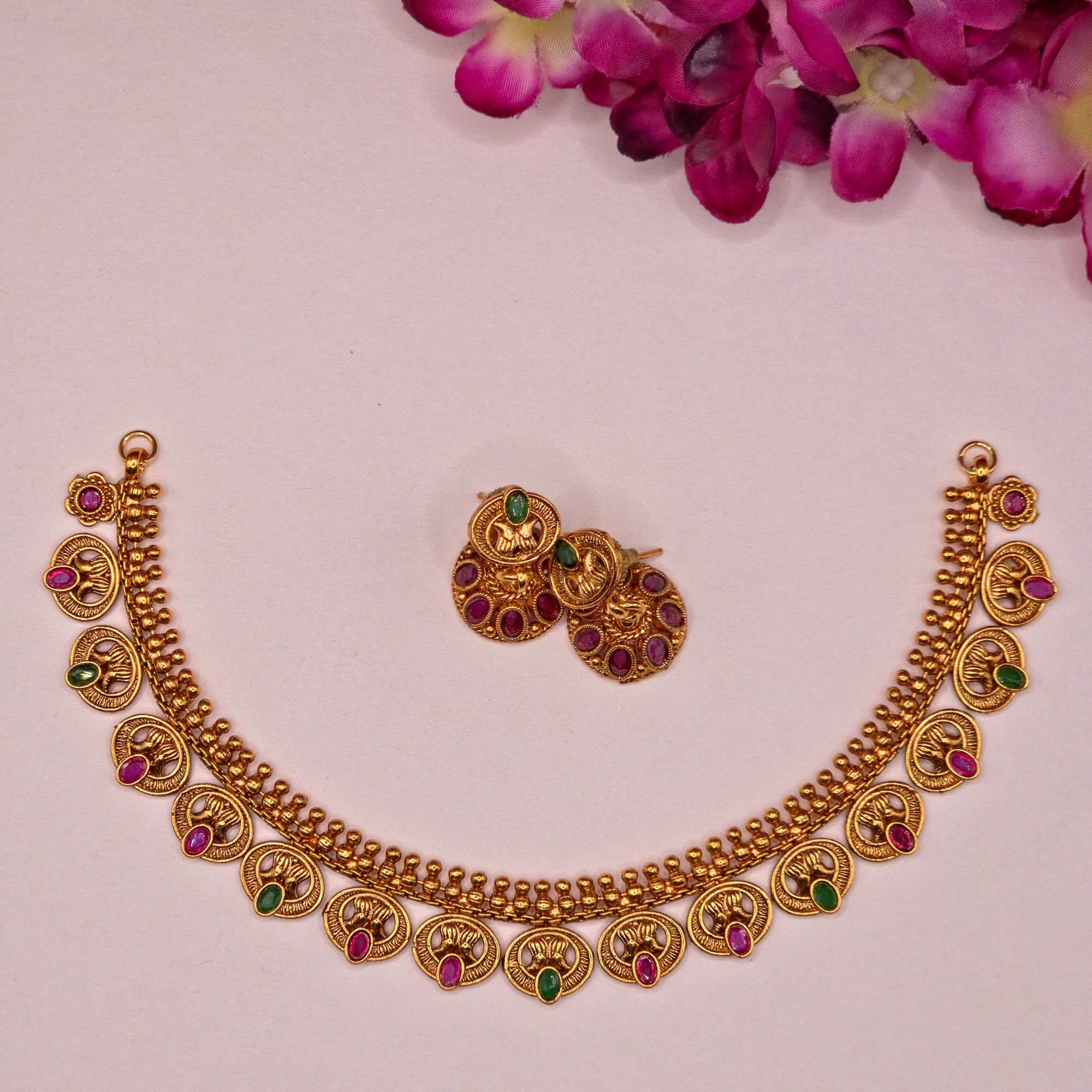 Dual Tone Coin Antique Choker Set