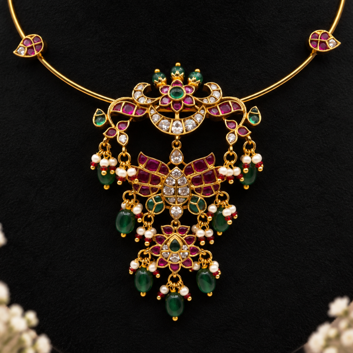 Floral Pendant Necklace Set