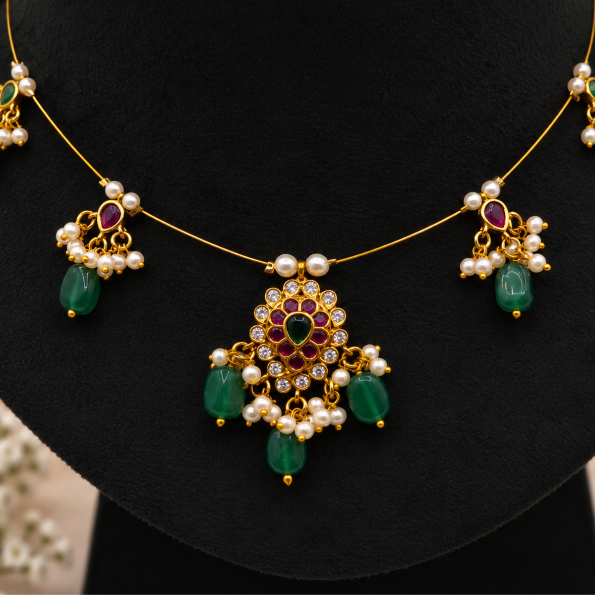 Green Beaded Necklace Set