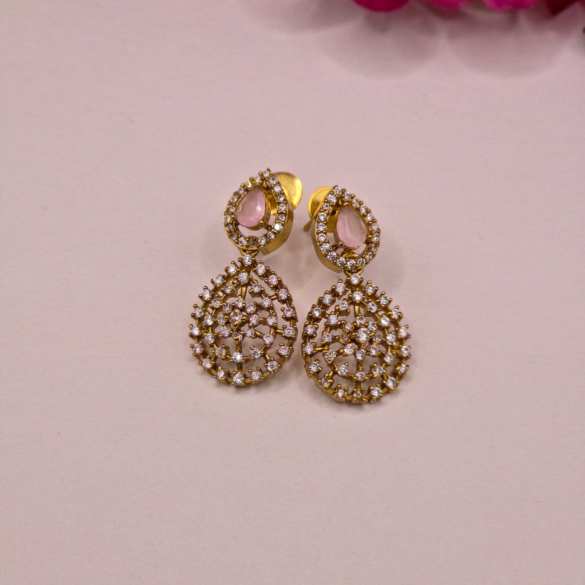 Blush Crystal Bridal Necklace Set