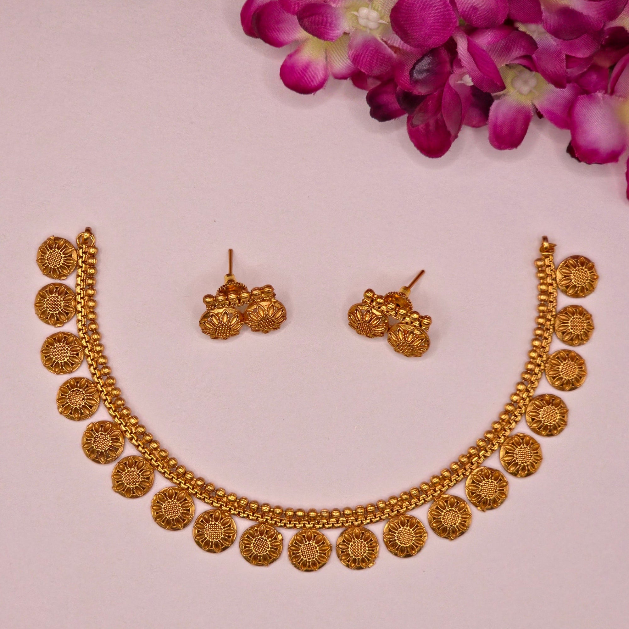Floral Coin Antique Choker Set