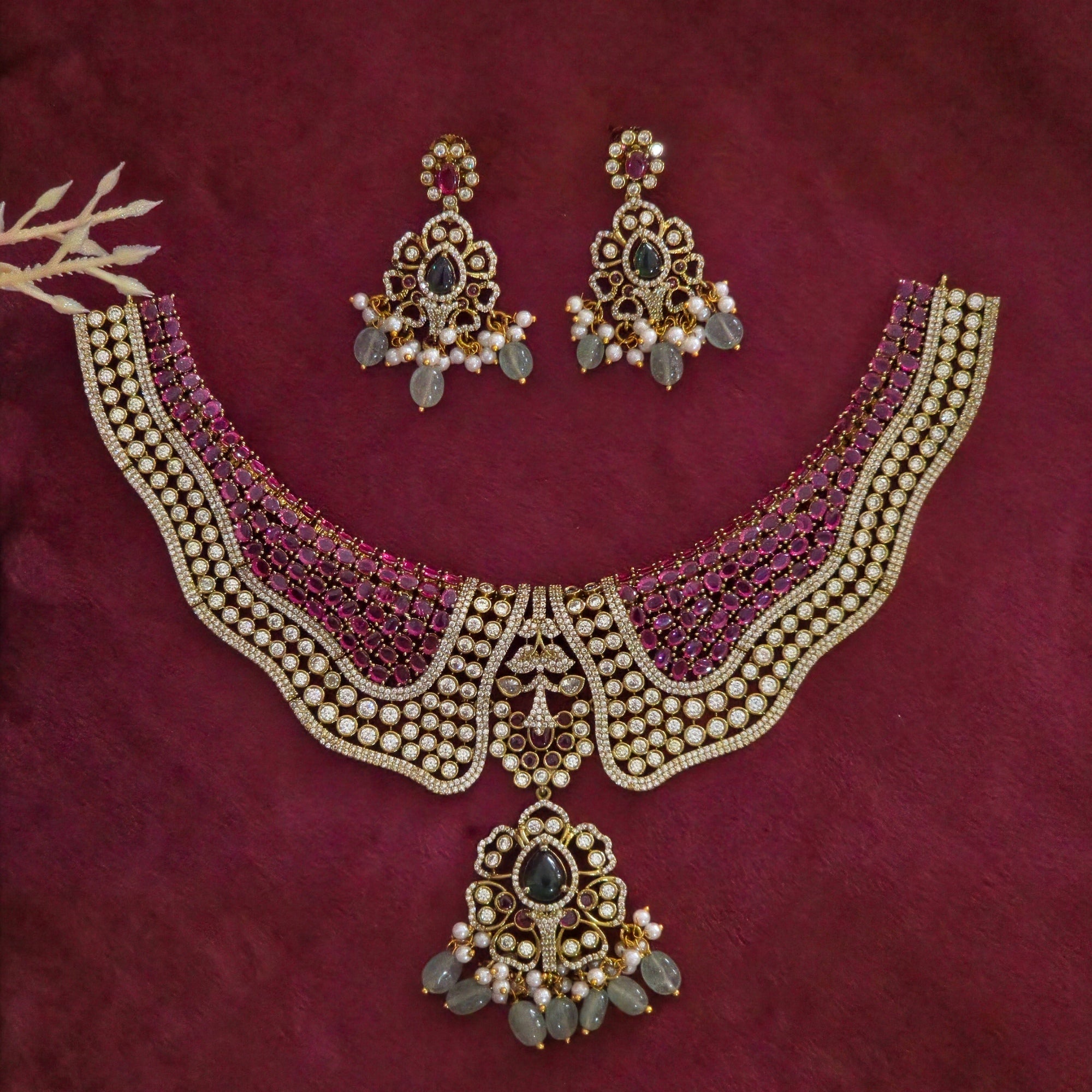Ruby Noir Victorian Statement Choker Set