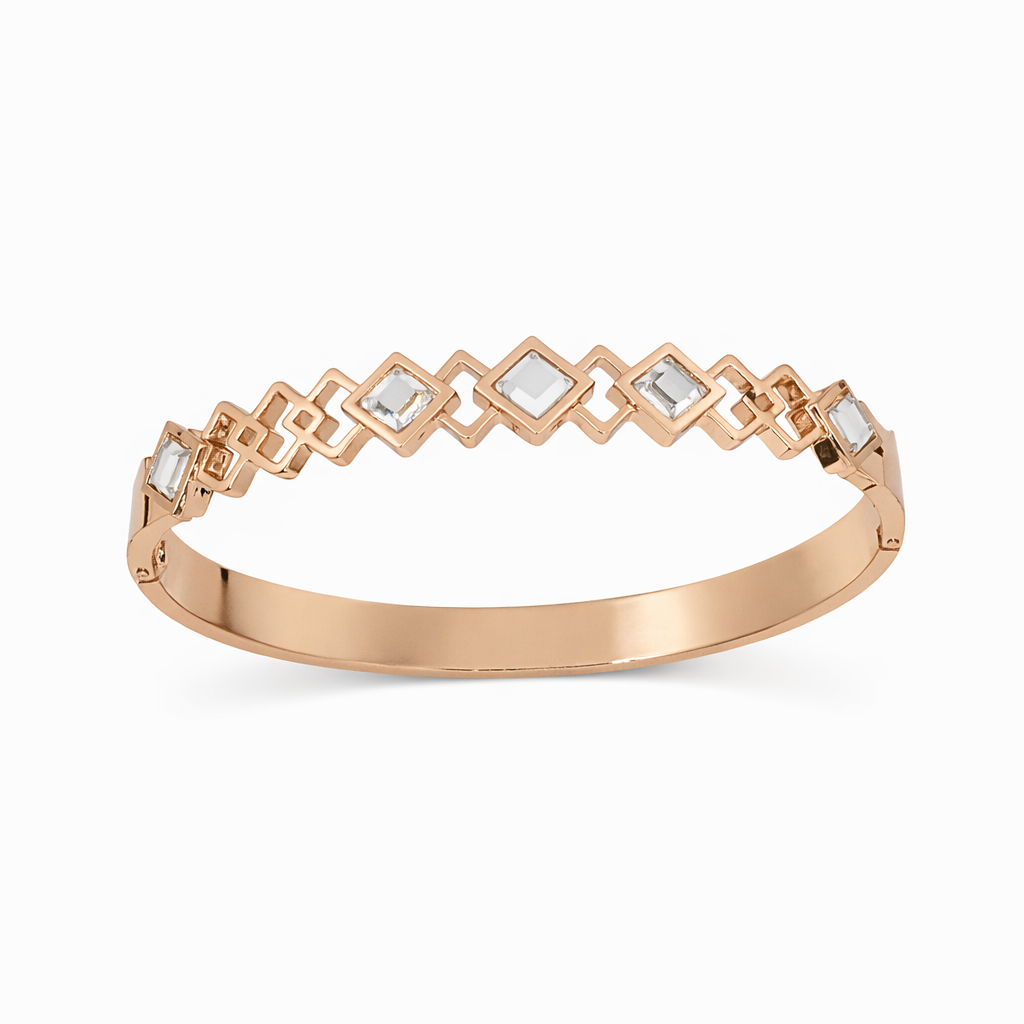 Square Crystal Link Rose Gold Bracelet