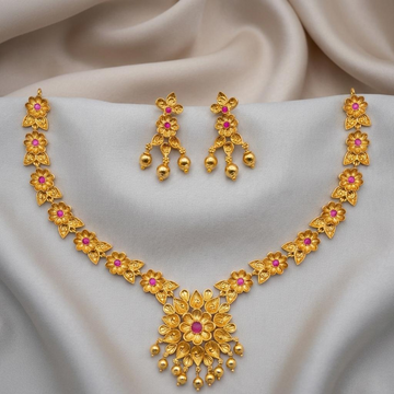 Ruby Floral Antique Necklace Set