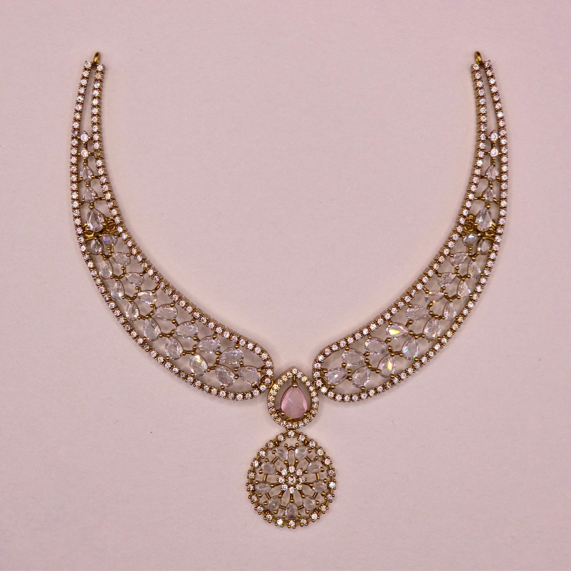 Blush Crystal Bridal Necklace Set