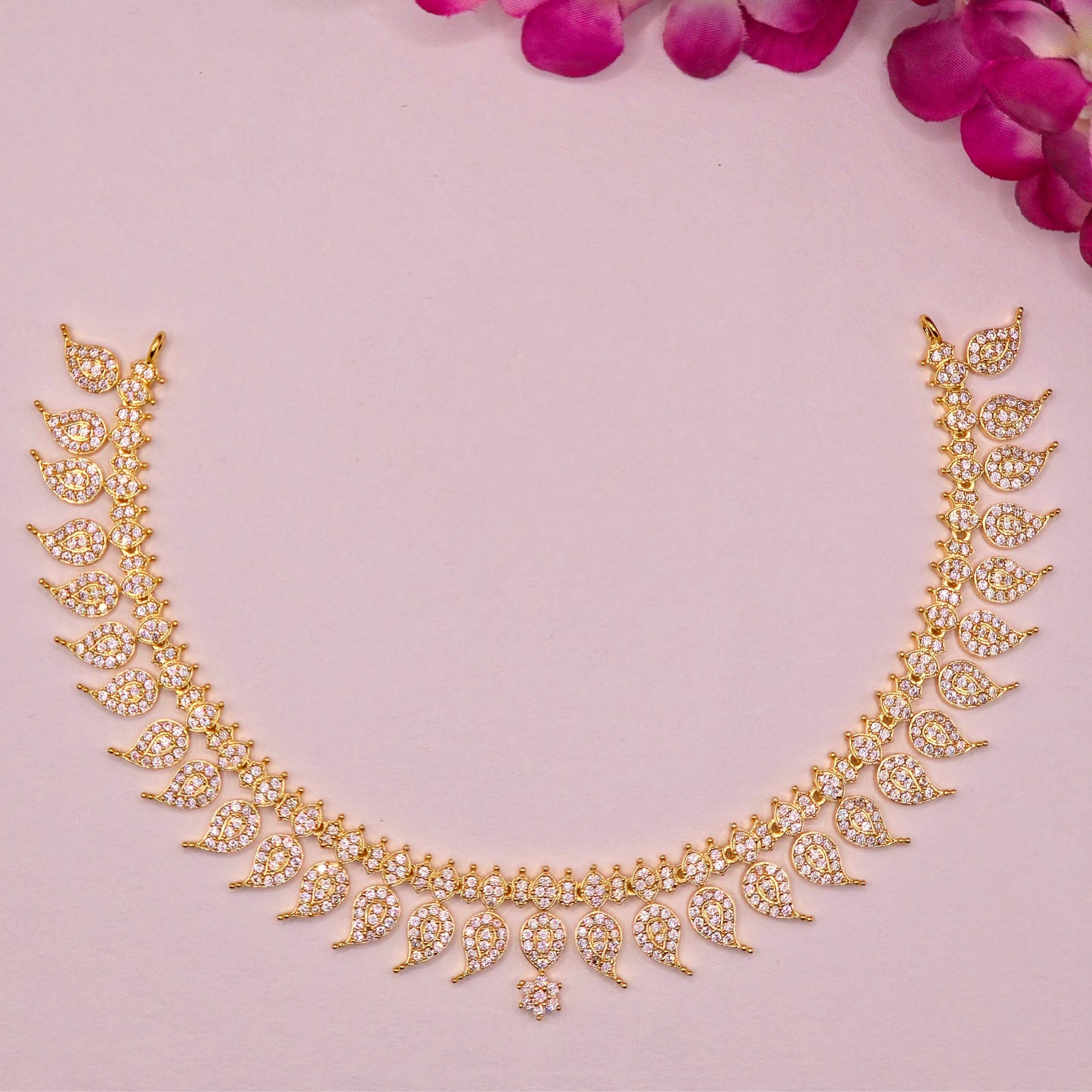 CZ Leaf Cluster Necklace Set