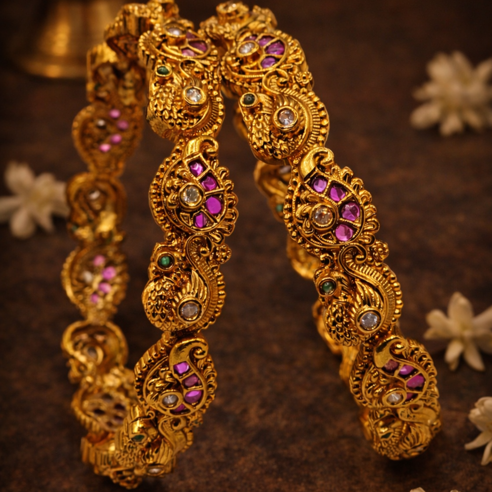 Ruby Paisley Antique Bangle Set