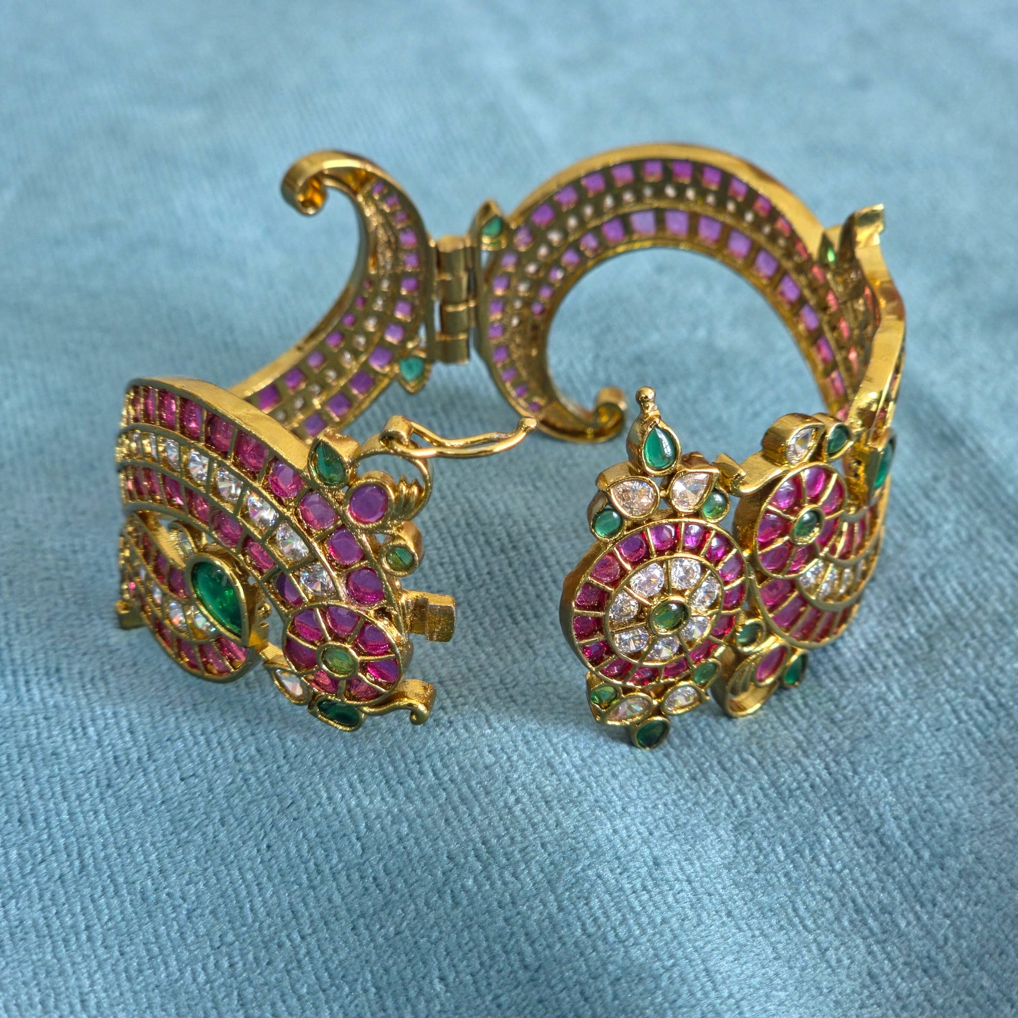 Royal Ruby Emerald Peacock Kada