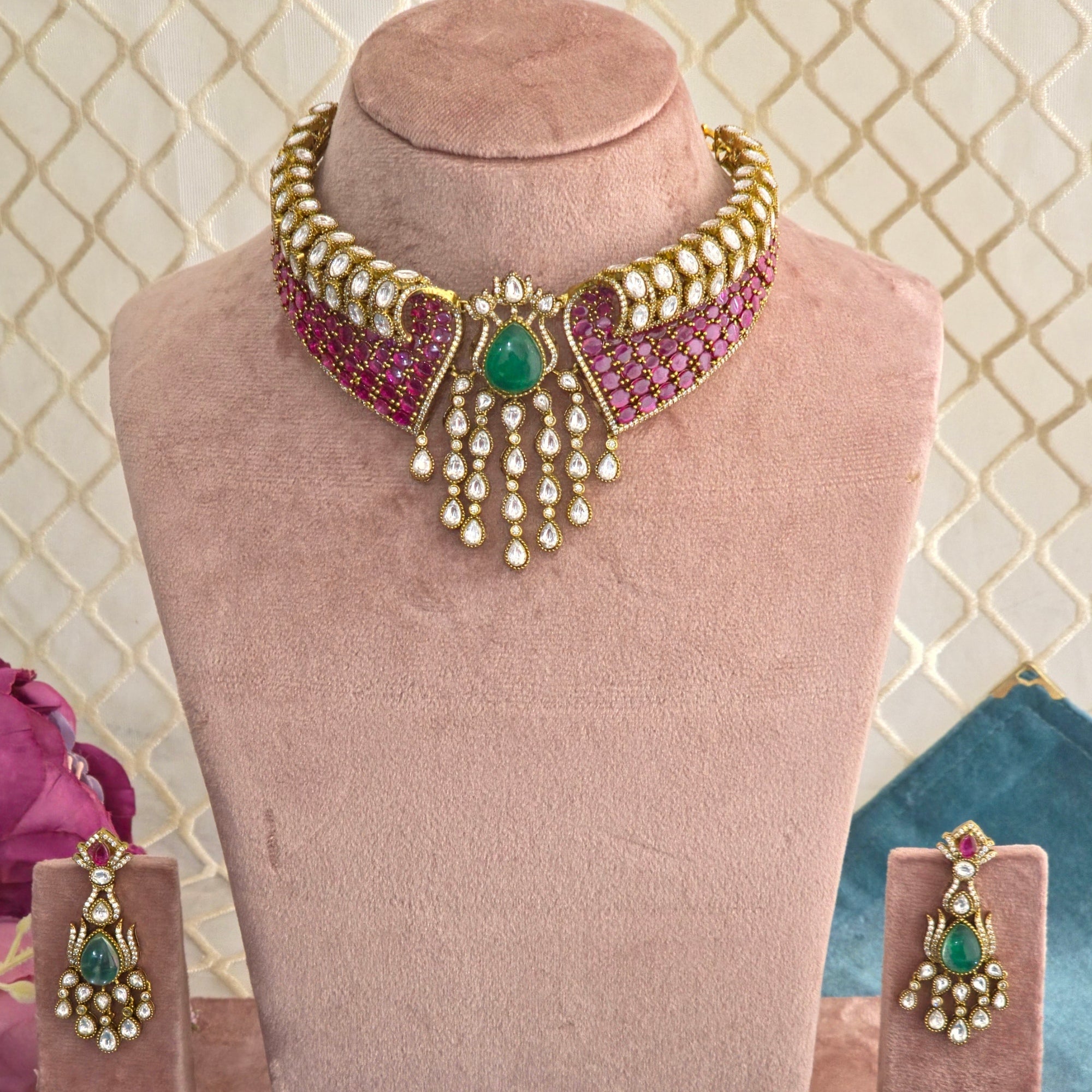 Emerald Ruby Kundan Choker Set