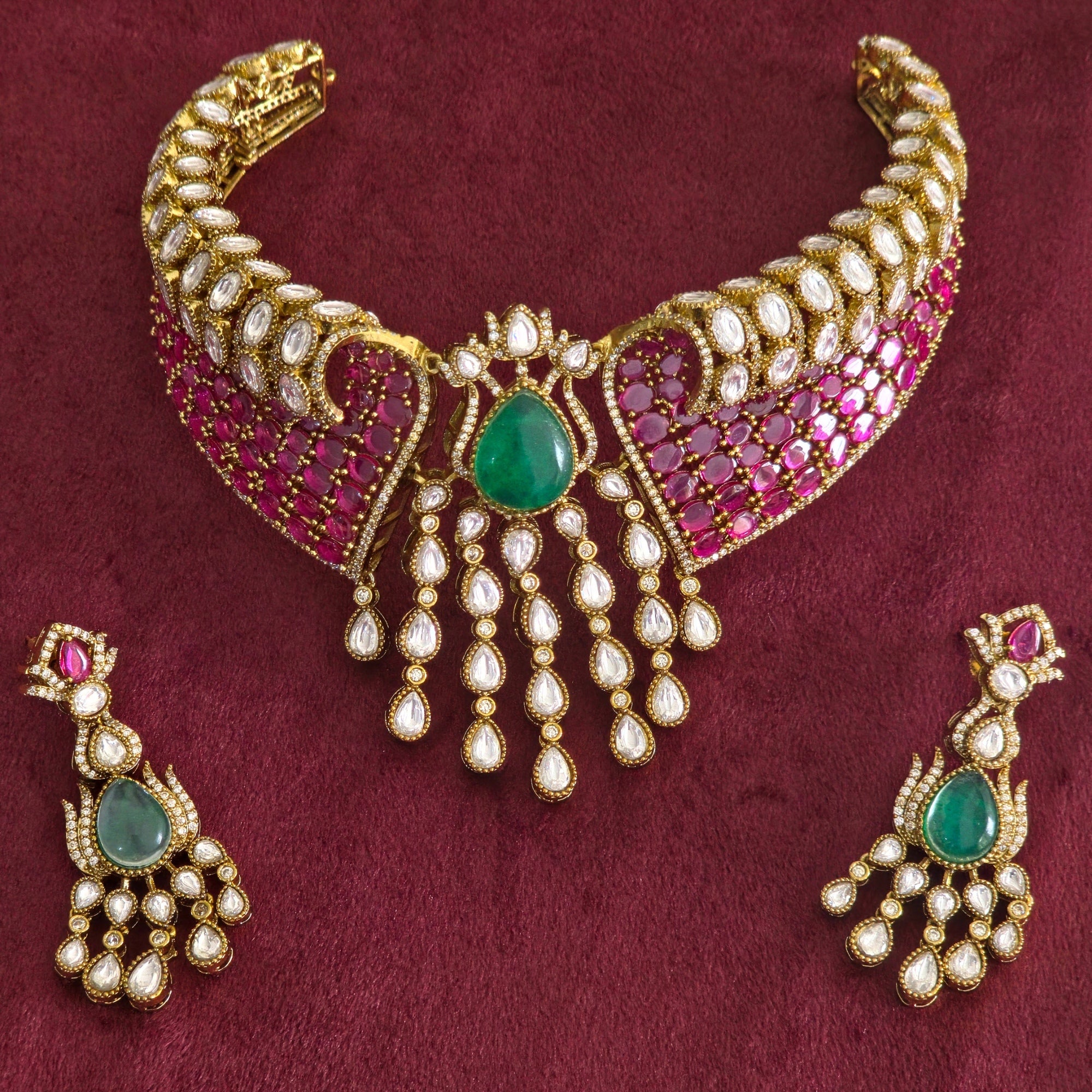 Emerald Ruby Kundan Choker Set