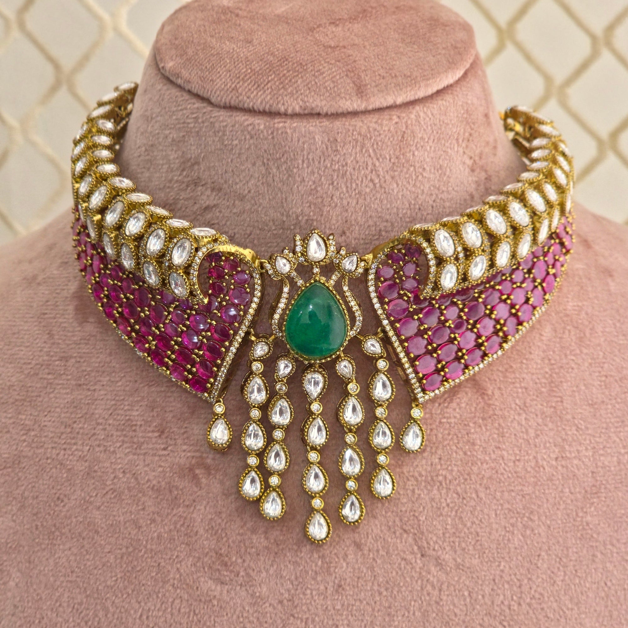 Emerald Ruby Kundan Choker Set