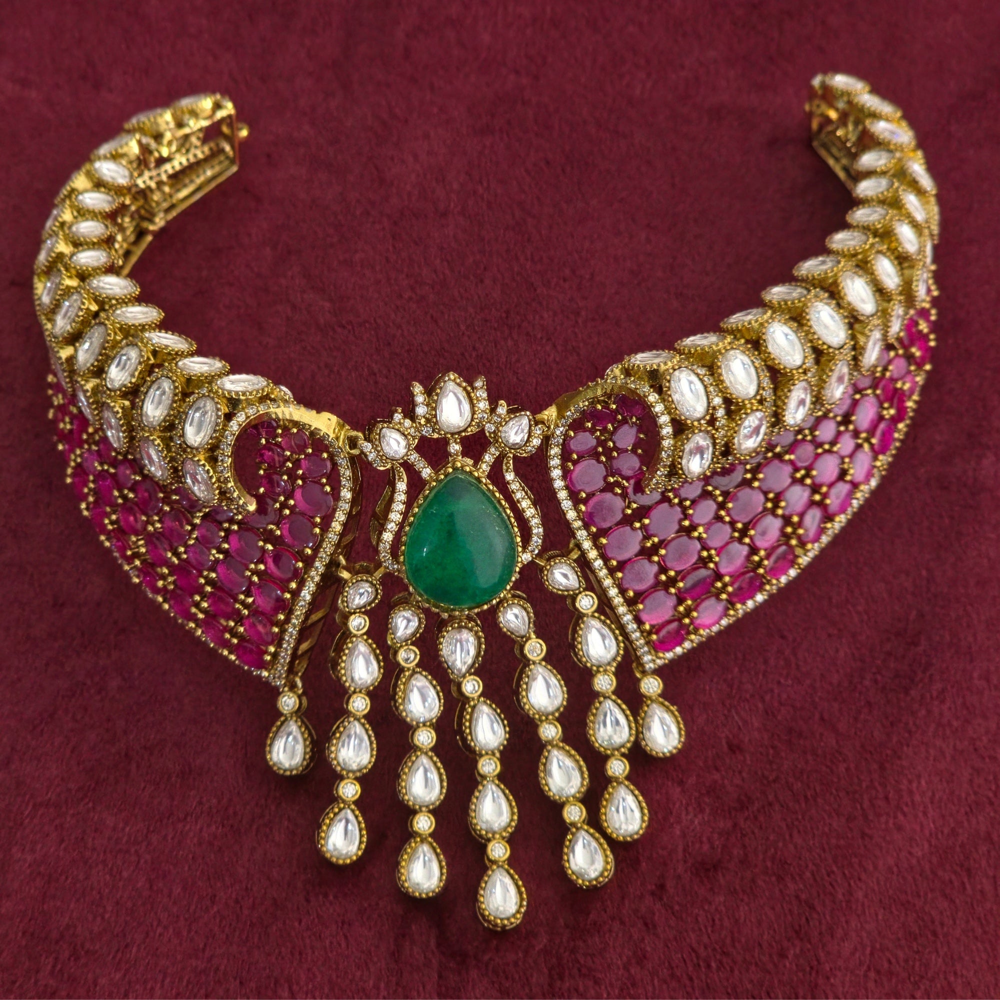 Emerald Ruby Kundan Choker Set