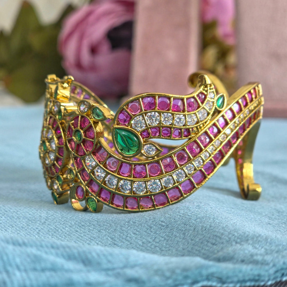 Royal Ruby Emerald Peacock Kada