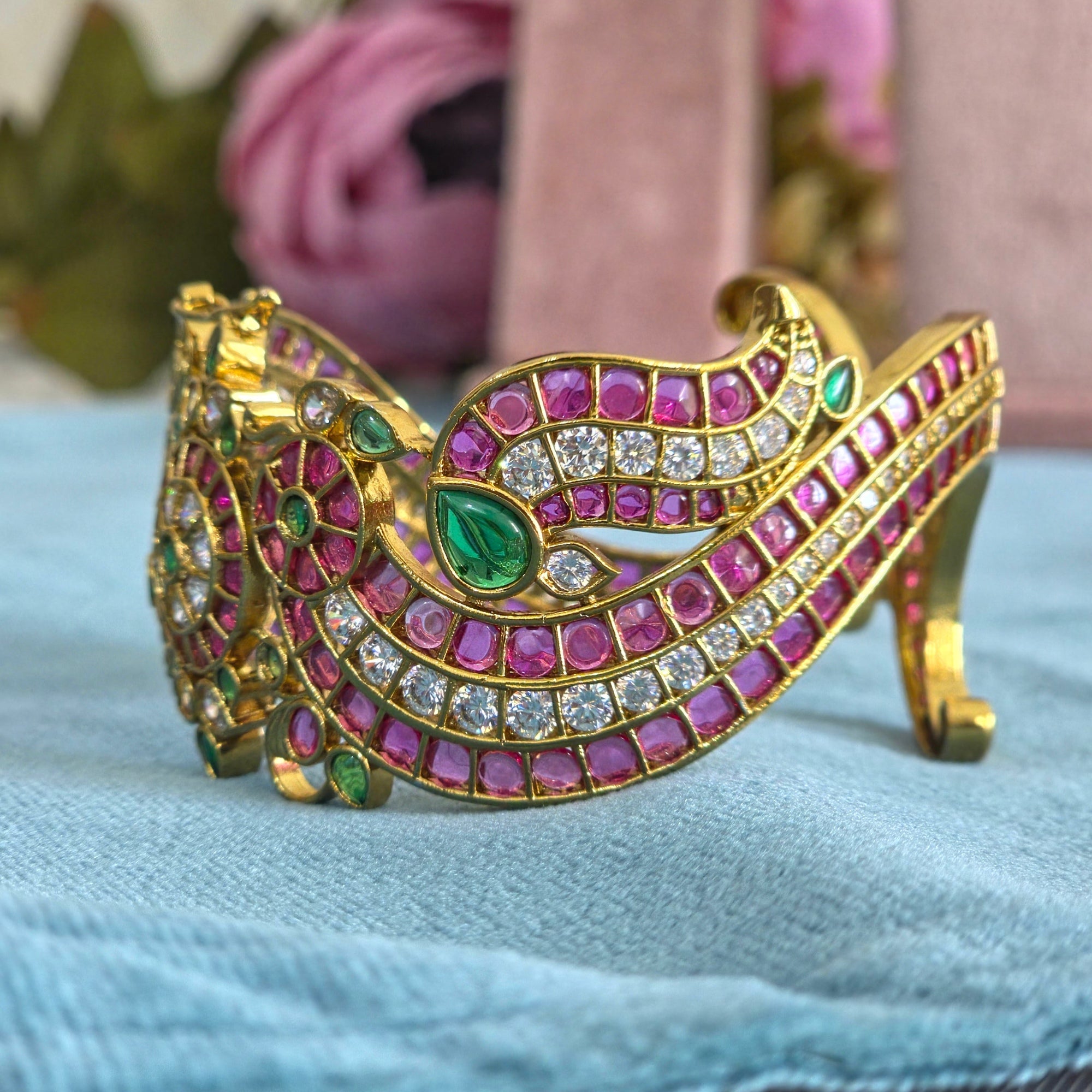 Royal Ruby Emerald Peacock Kada