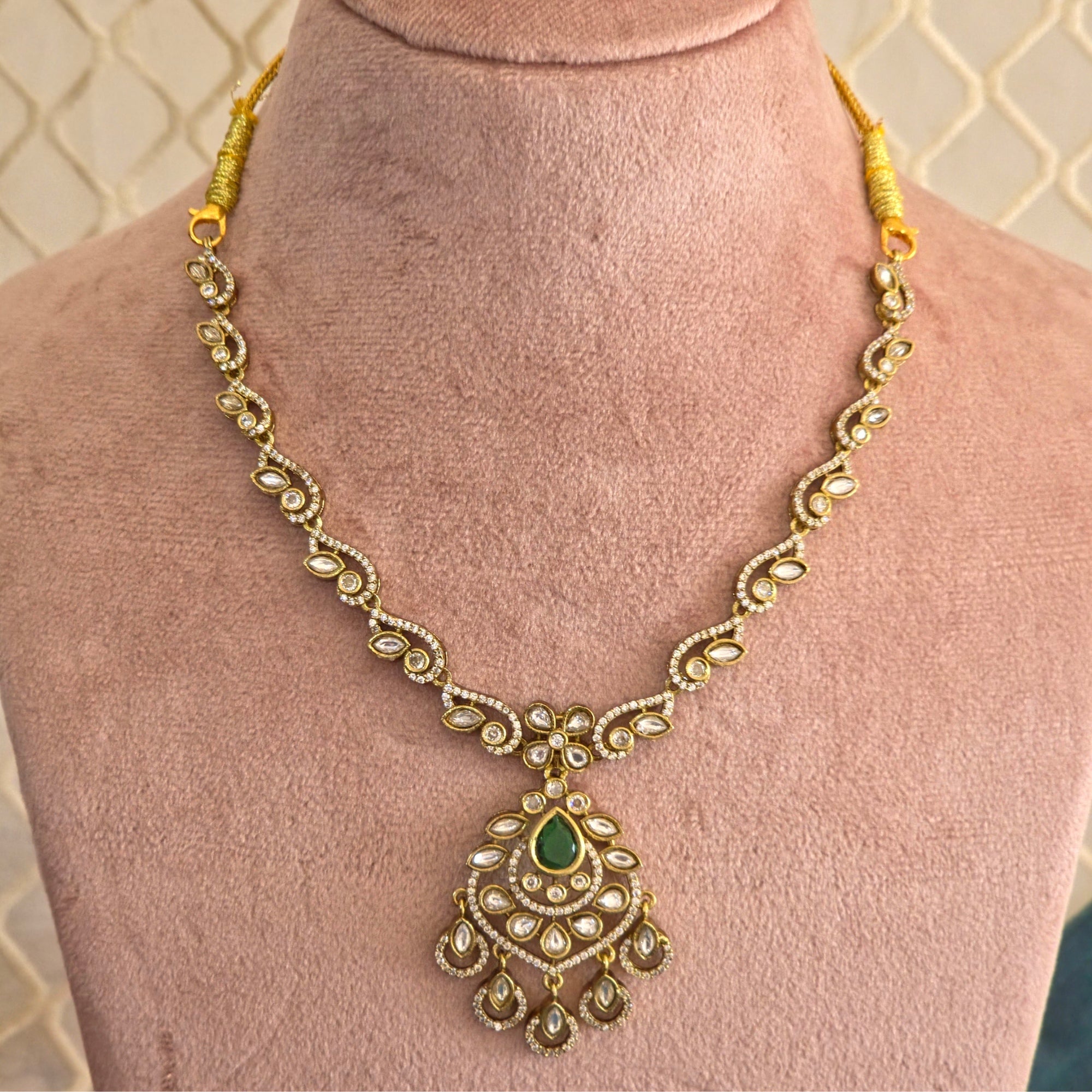 Emerald Kundan Chandbali Set