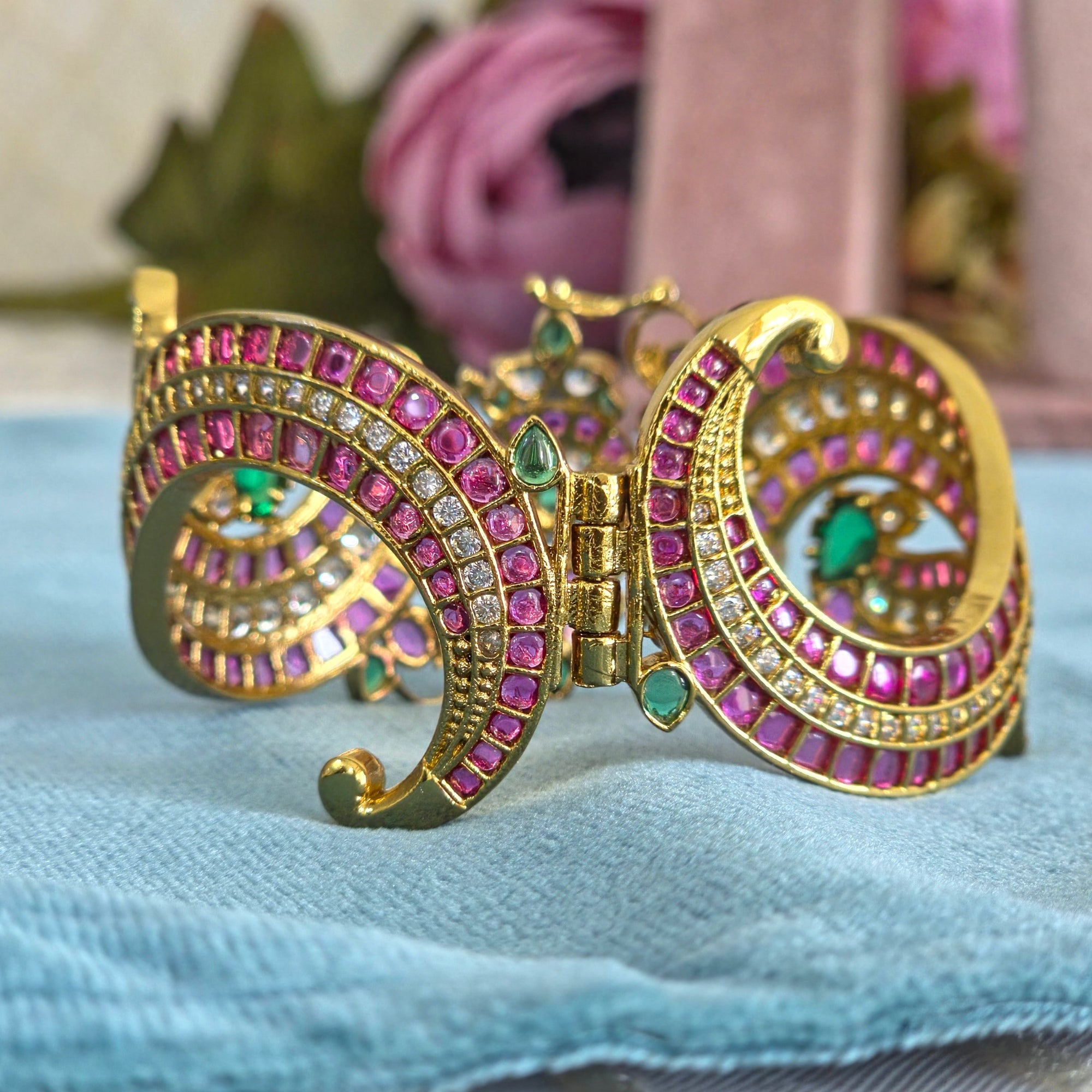 Royal Ruby Emerald Peacock Kada