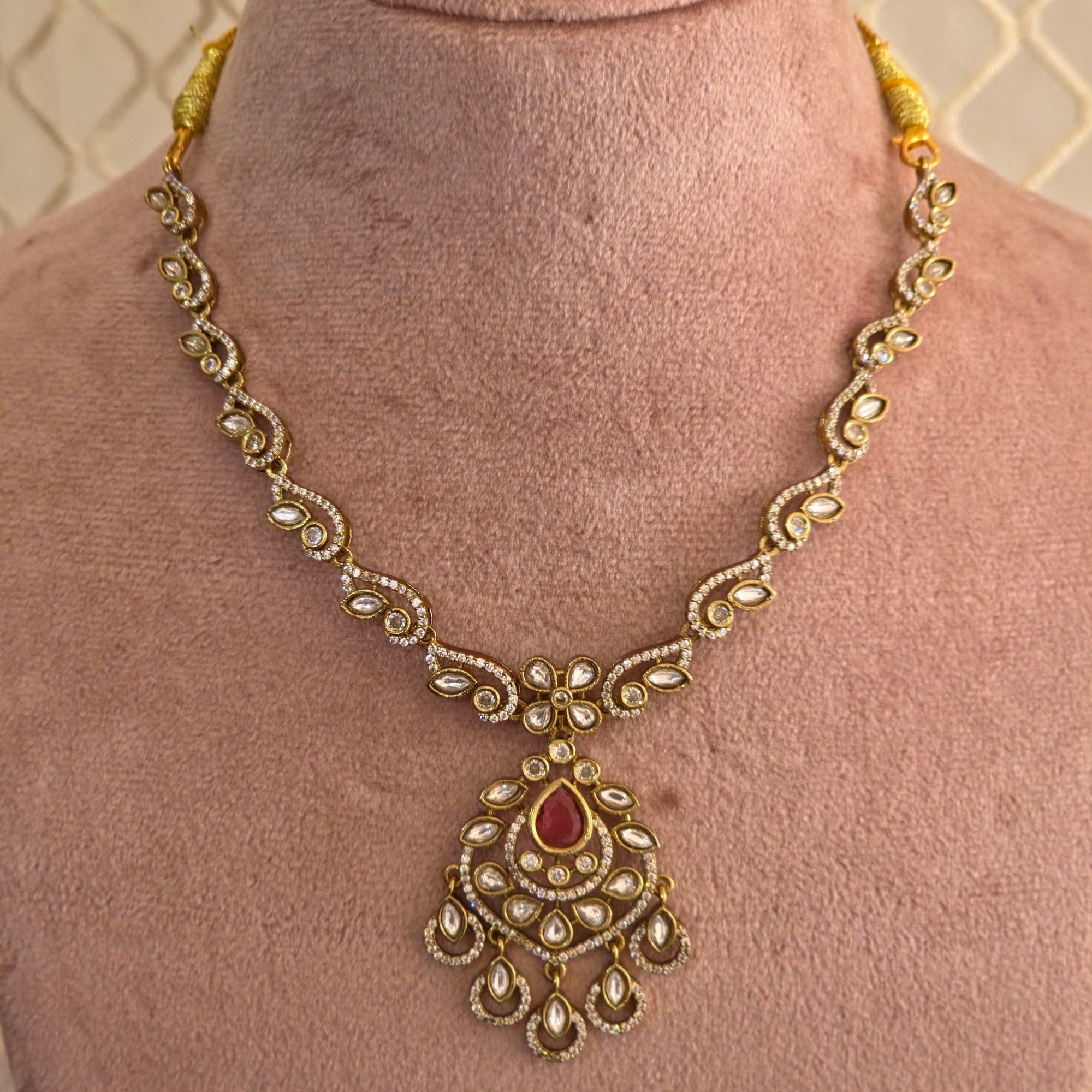 Ruby Kundan Chandbali Set