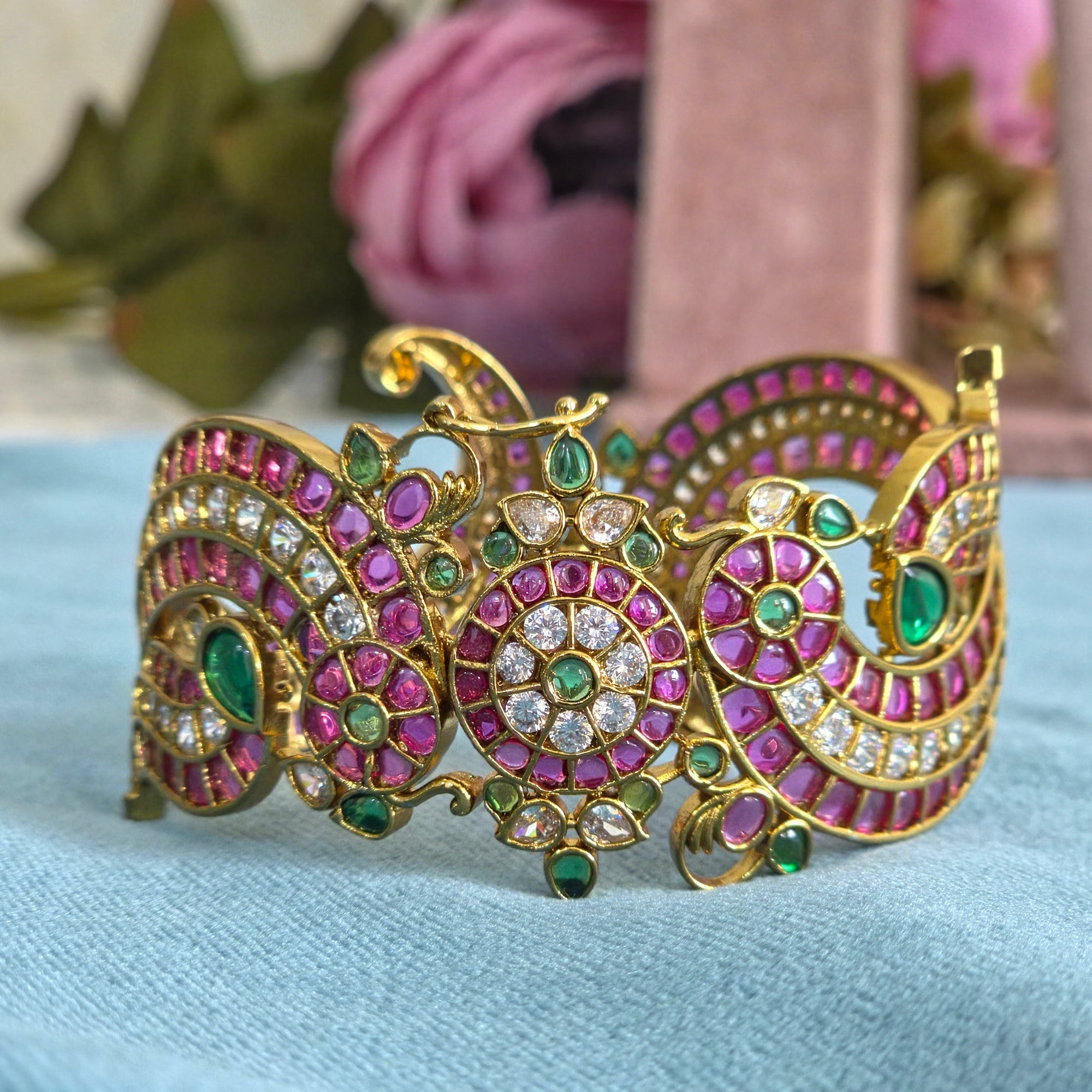 Royal Ruby Emerald Peacock Kada