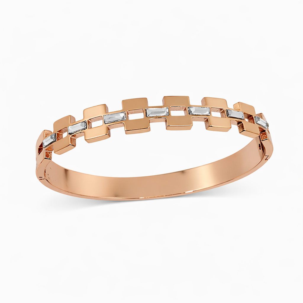 Baguette Crystal Tank Link Bracelet