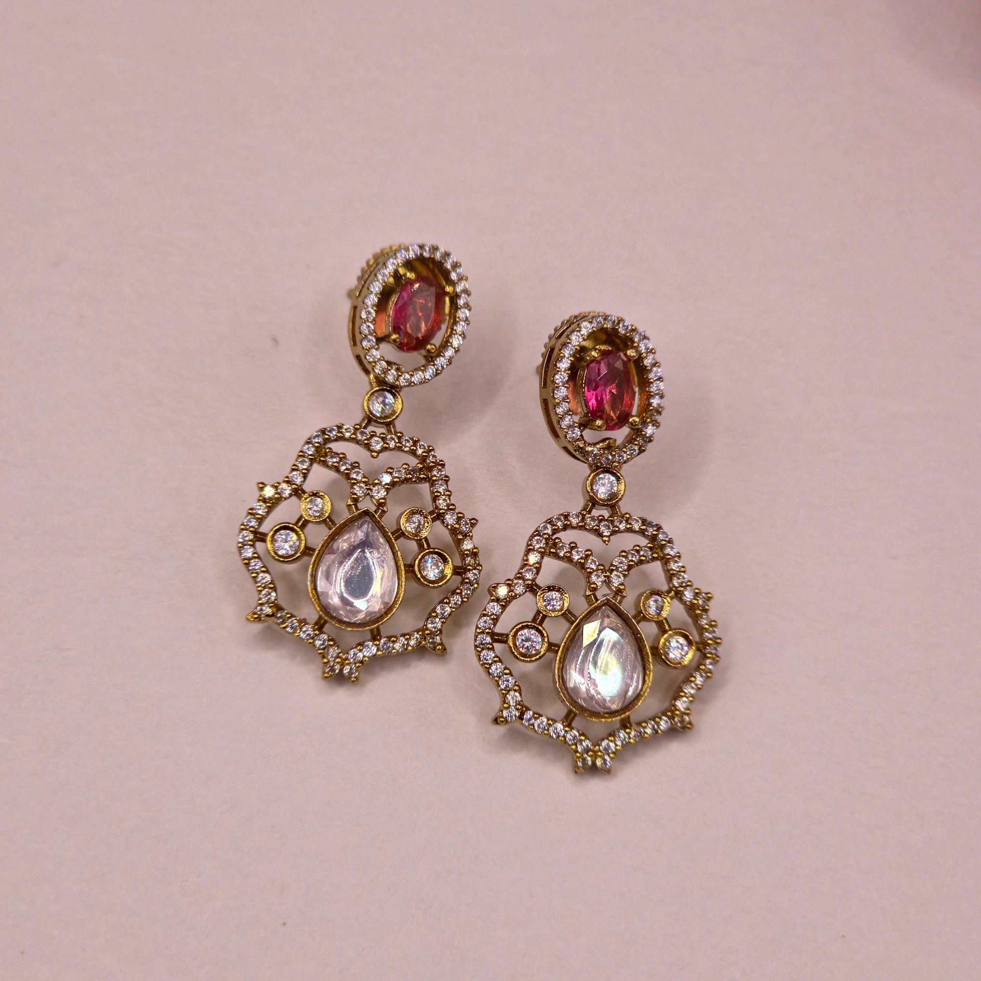 Royal Ruby Kundan Victorian Designer Hasli Set