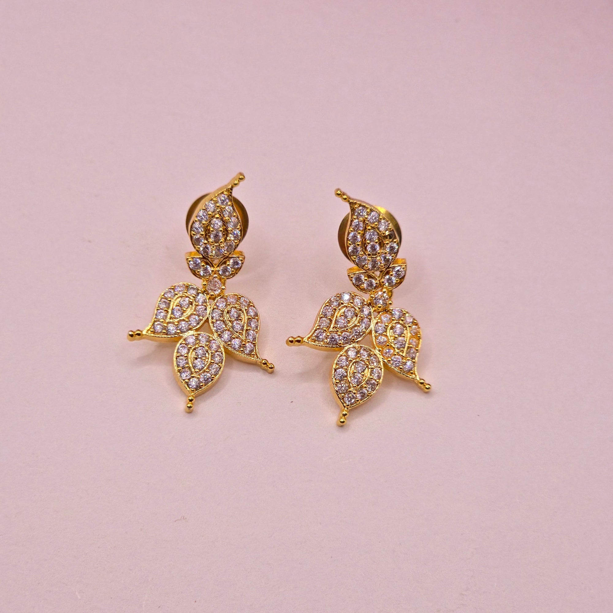 CZ Leaf Cluster Necklace Set