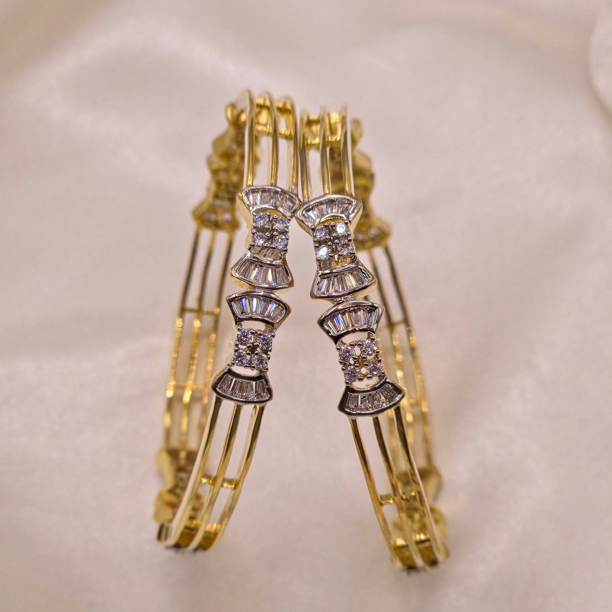 CZ Baguette Bowtie Bangle Set