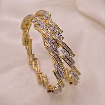 CZ Stepped Zigzag Bangle Set