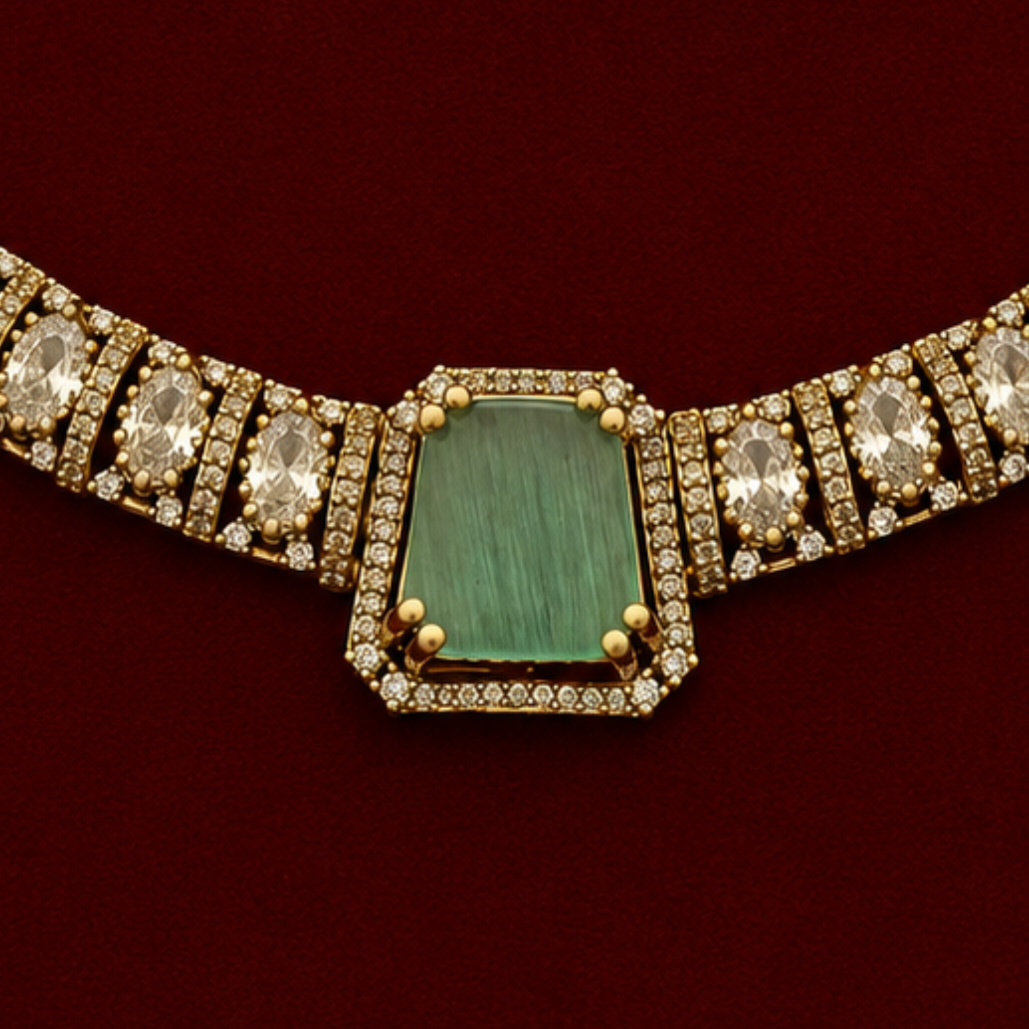 Mint Green CZ Choker Necklace Set