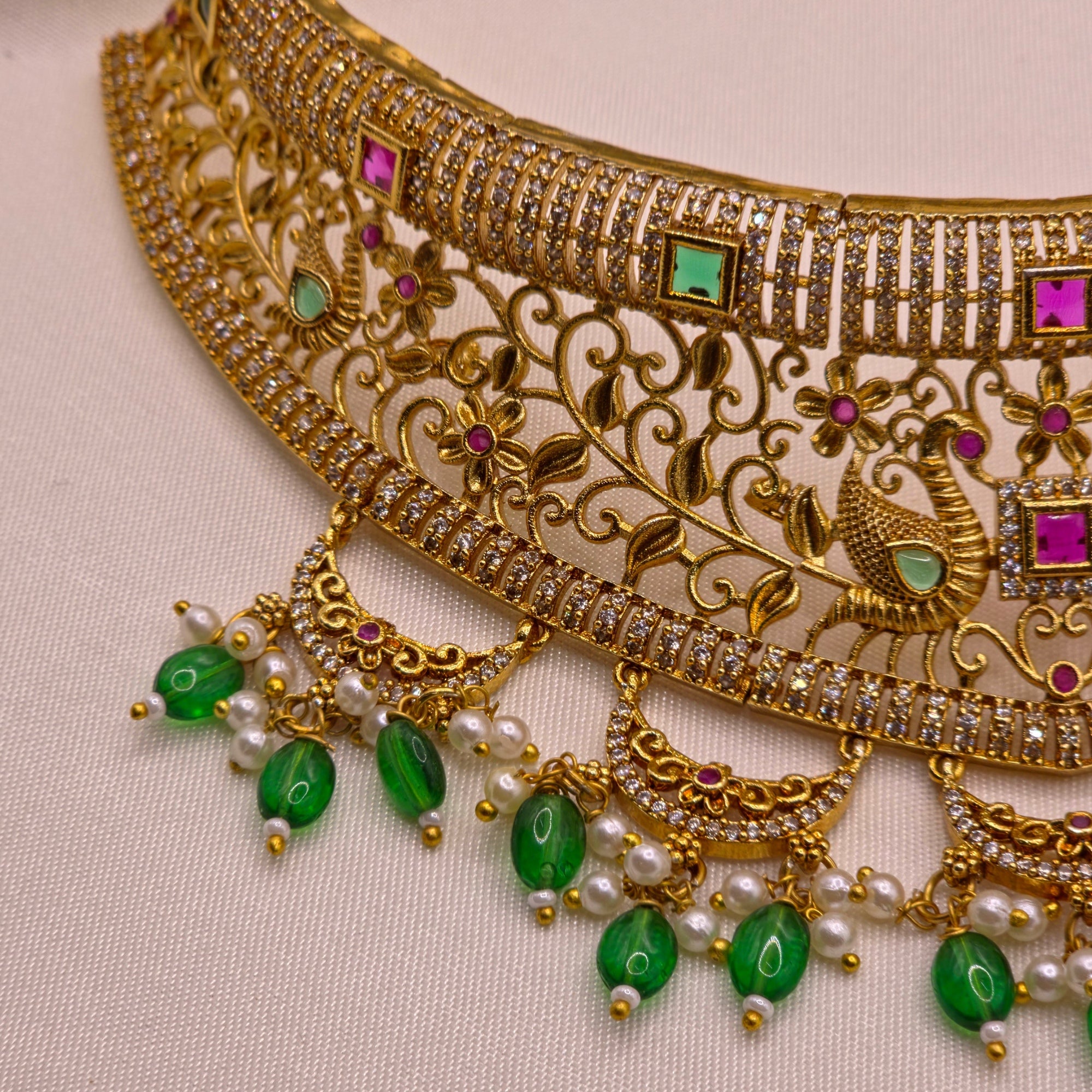 Peacock Kundan Choker Necklace Set