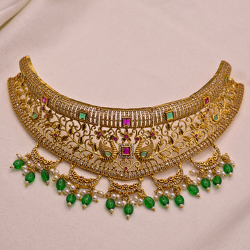 Peacock Kundan Choker Necklace Set