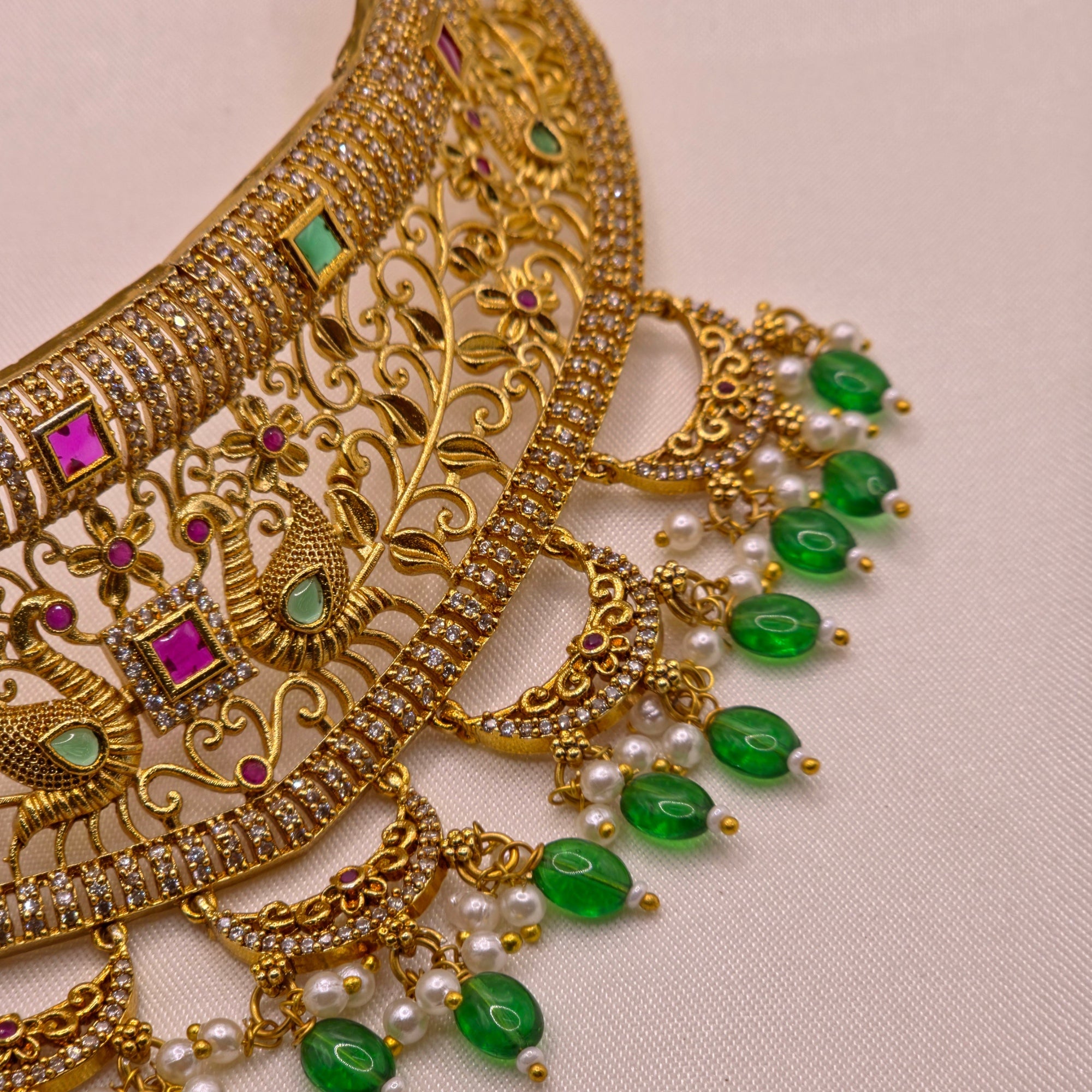 Peacock Kundan Choker Necklace Set