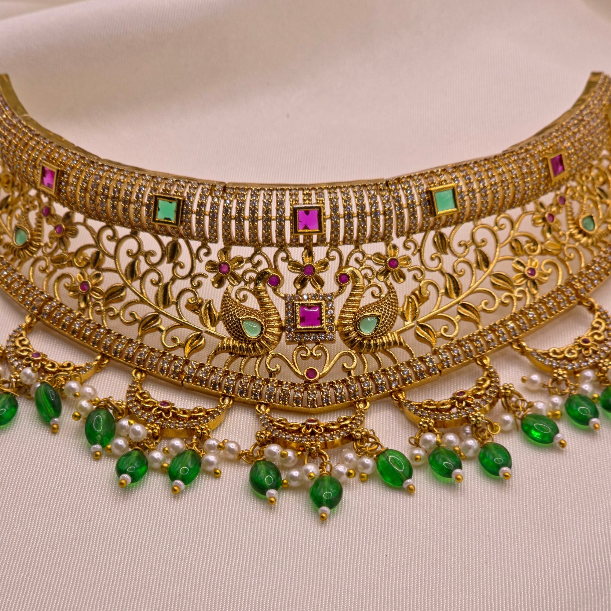 Peacock Kundan Choker Necklace Set