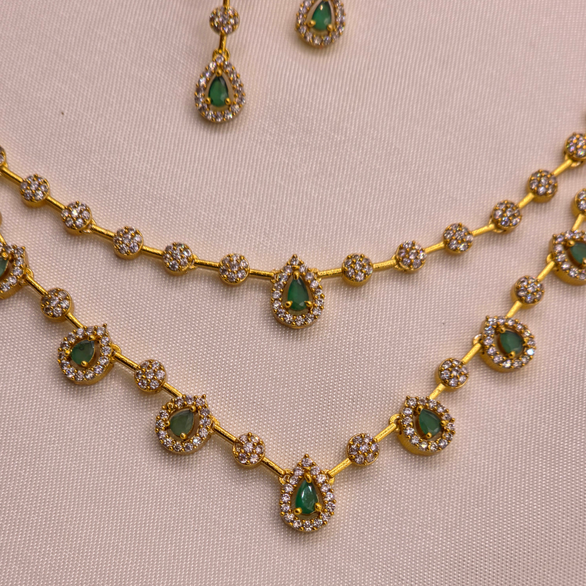 Emerald Green Layered Necklace Set