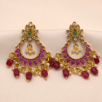 Ruby Green Chandbali Earrings