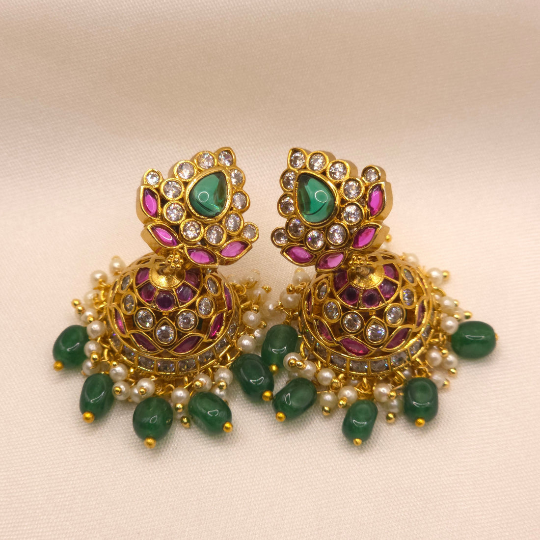 Ruby Green Jhumka Earrings
