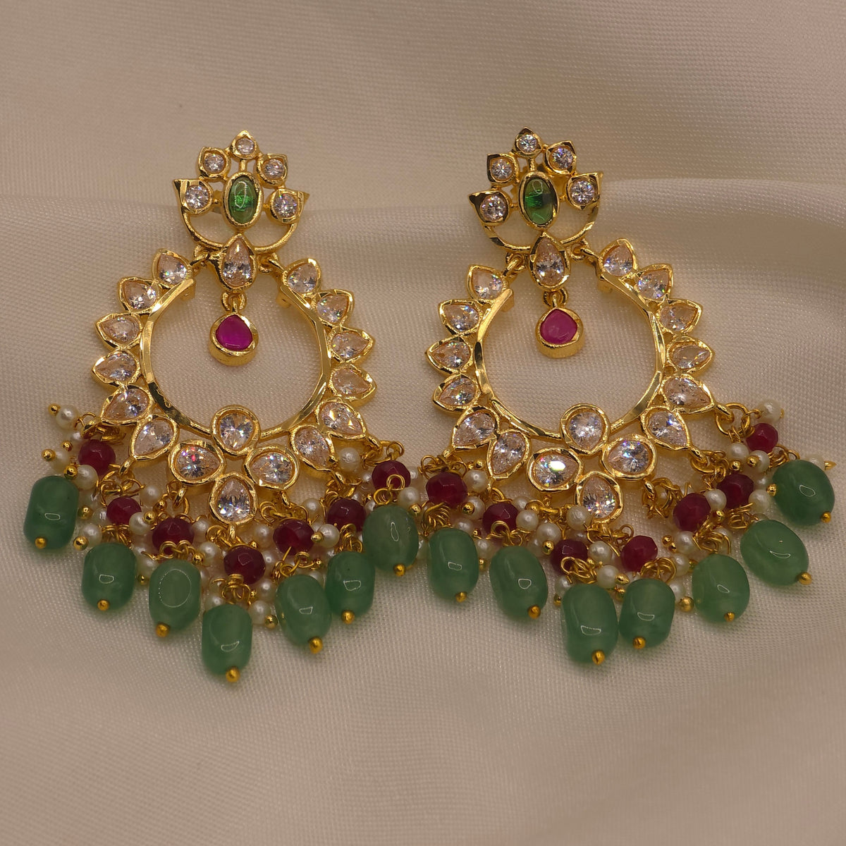 Emerald Ruby Hoop Earrings