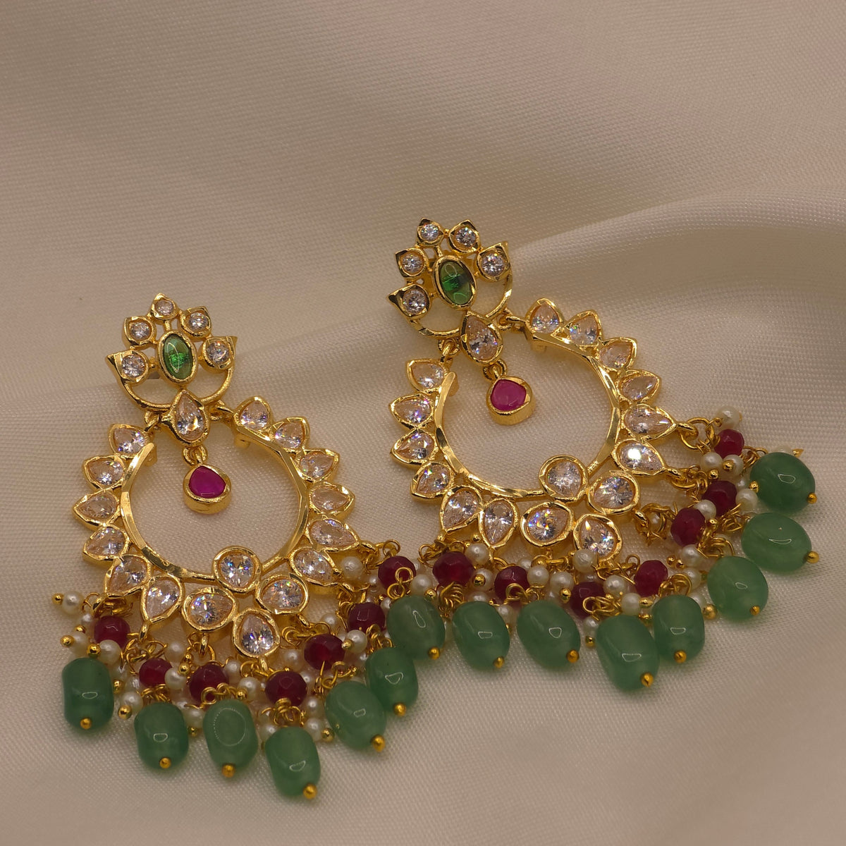 Emerald Ruby Hoop Earrings